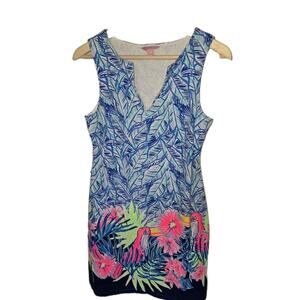 Lilly Pulitzer Harper Bennet Blue Lets Mango Cotton Stretch Shift Dress Small